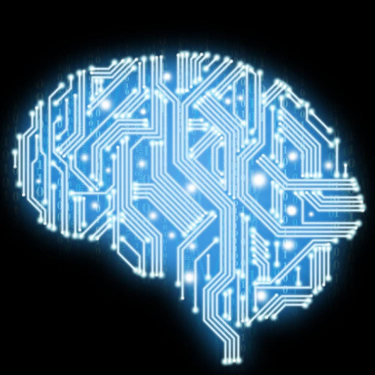 Illustration of circuit board in human brain form Wall Mural