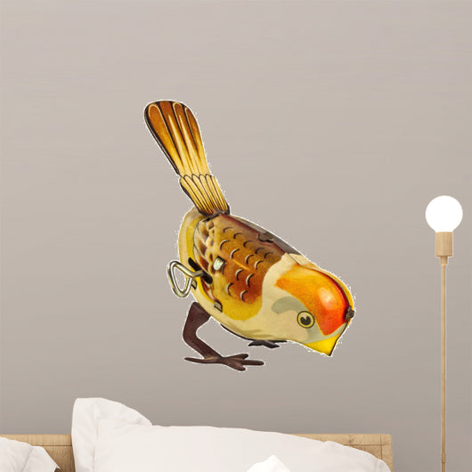 Retro Tin Toy Bird Isolated on White