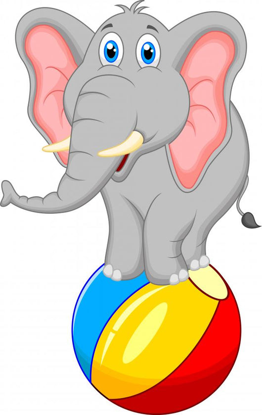 elephant cartoon standing on a ball Wall Decal