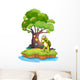 An island with a big tree and a turtle Wall Decal