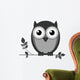 Wise owl on branch isolated on white background Wall Decal