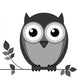 Wise owl on branch isolated on white background Wall Decal