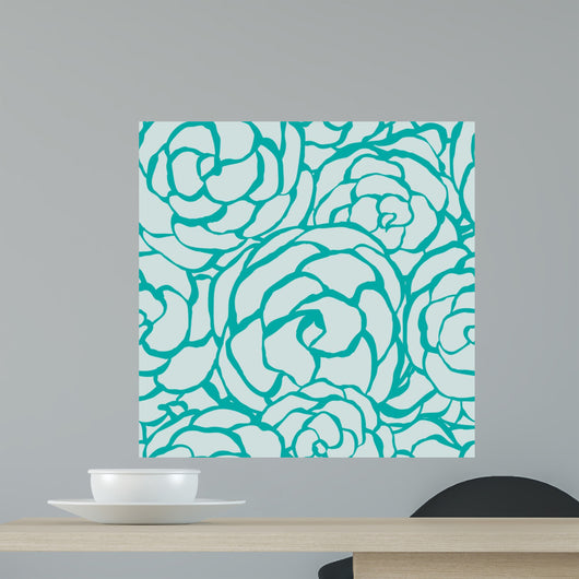 Seamless Floral Monochrome Roses Wall Decal