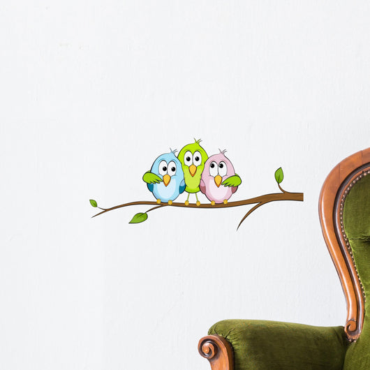 Three birds on a branch - Part 3 Wall Decal