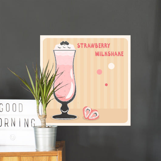 Strawberry milkshake with cream in vector