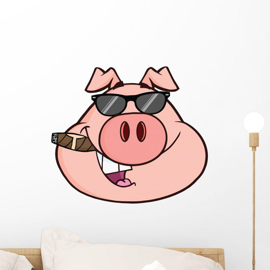 Businessman Pig Head with Wall Decal