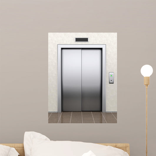 Modern elevator with closed doors