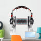 Realistic headphones with music waves Wall Decal