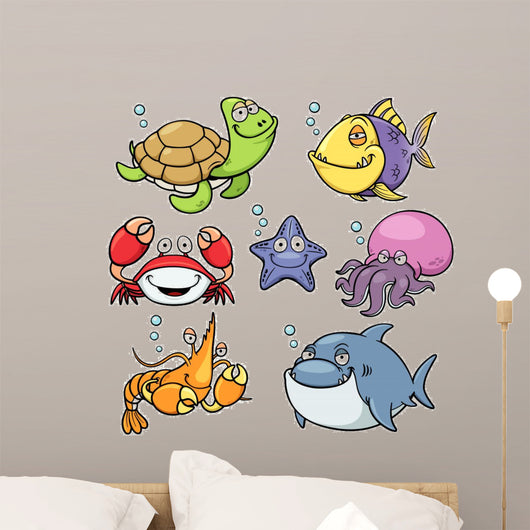 Vector illustration of Sea Animals Collection Wall Decal