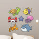 Vector illustration of Sea Animals Collection Wall Decal
