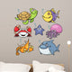Vector illustration of Sea Animals Collection Wall Decal
