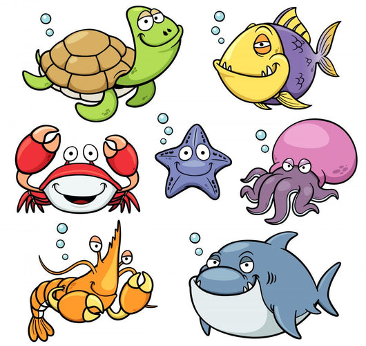 Vector illustration of Sea Animals Collection Wall Decal
