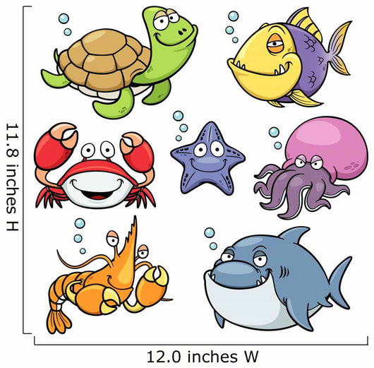 Vector illustration of Sea Animals Collection Wall Decal