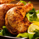 Grilled chicken legs and vegetables