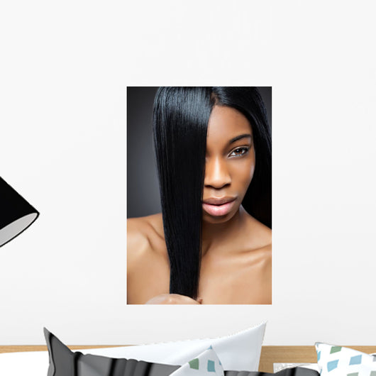 Beautiful black woman with long straight hair