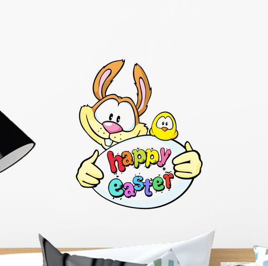 Bunny Hold Egg and Chicken - Happy Easter
