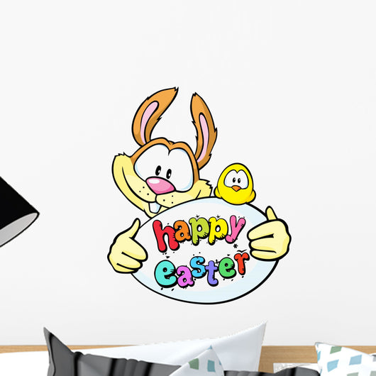 Bunny Hold Egg and Chicken - Happy Easter