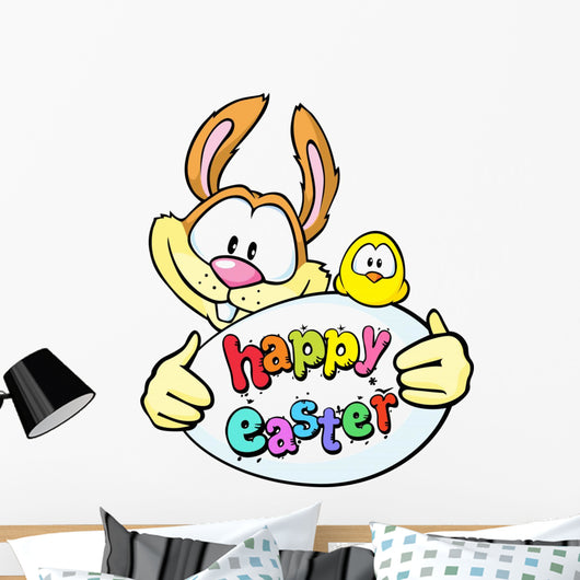 Bunny Hold Egg and Chicken - Happy Easter