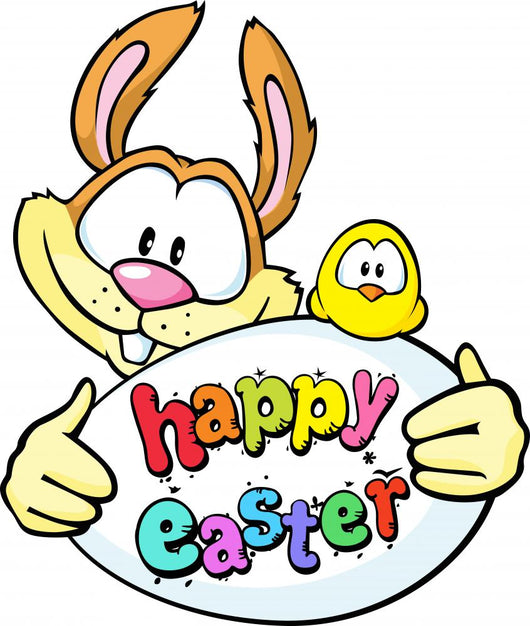 Bunny Hold Egg and Chicken - Happy Easter