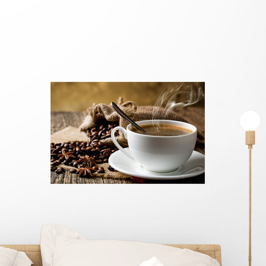 Black coffee, a cup of beans