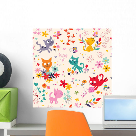 Cute Kittens Pattern Wall Decal