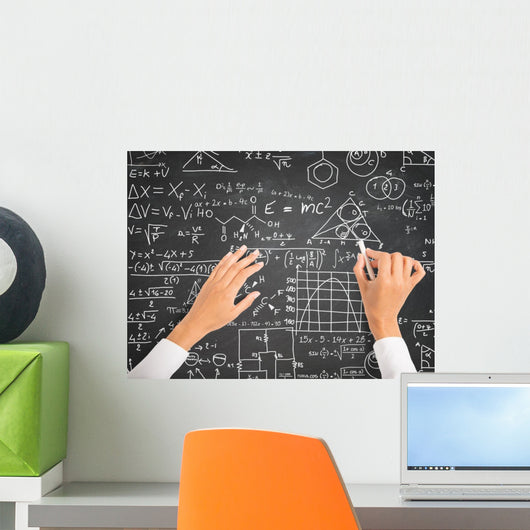 Science and Math Formulas on Chalkboard