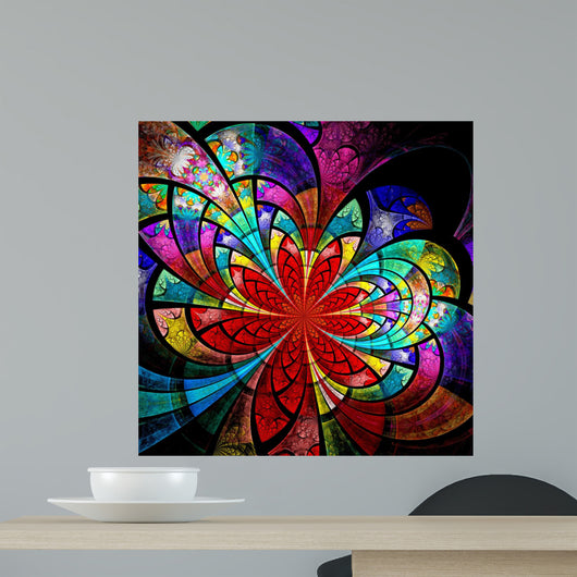 Colorful fractal flower, digital artwork Wall Mural