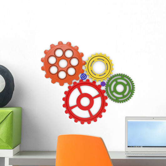 Color gears on white background. 3d rendered