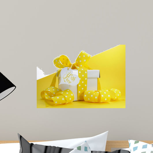 Yellow theme gift box with yellow polka dot ribbon