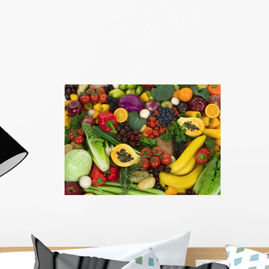 Organic Healthy Vegetables and Fruits Wall Mural