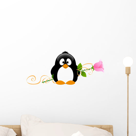 Penguin with Rose Wall Decal
