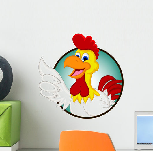 Happy cartoon chicken thumb up Wall Decal