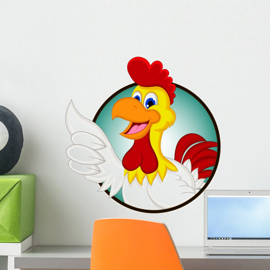 Happy cartoon chicken thumb up Wall Decal
