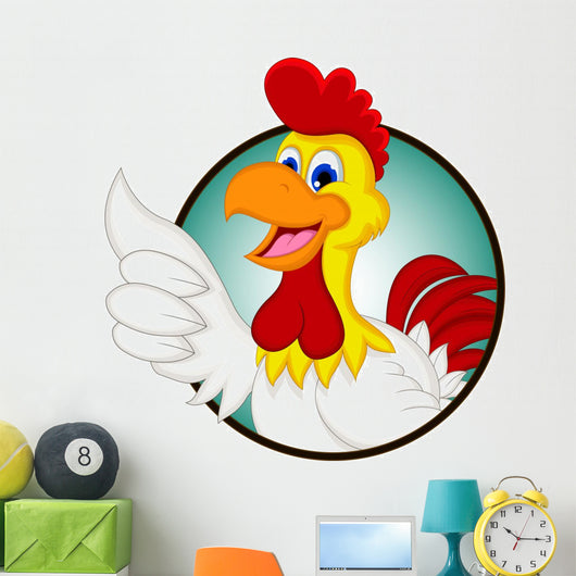 Happy cartoon chicken thumb up Wall Decal