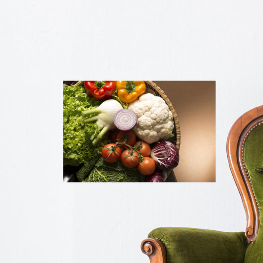 still life with vegetables isolated on brown background