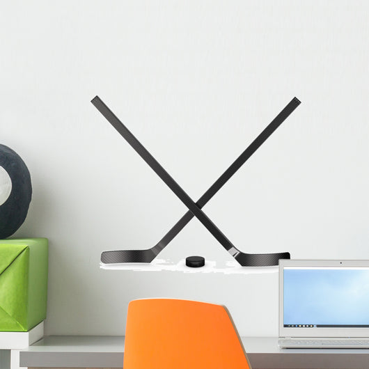 Ice Hockey Sticks and Puck 3d