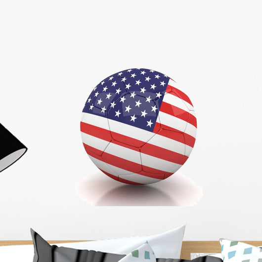 Usa Soccer Ball Isolated White Background Wall Decal