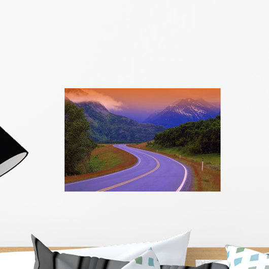 Two Lane Country Road In Mountains After Rain Wall Mural