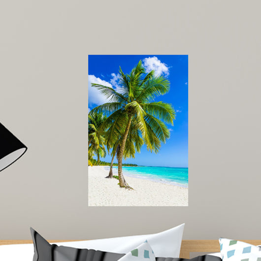 Sandy beach with palm trees, Dominican Republic in Caribbean