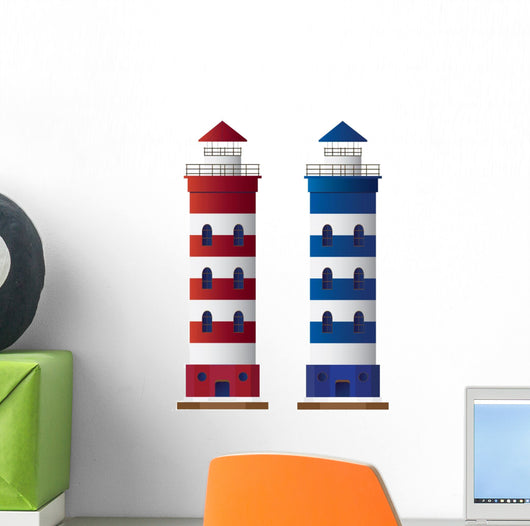 Vector lighthouse isolated on white background. Wall Mural