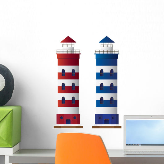 Vector lighthouse isolated on white background. Wall Mural