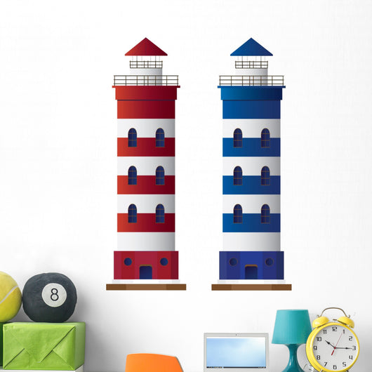 Vector lighthouse isolated on white background. Wall Mural