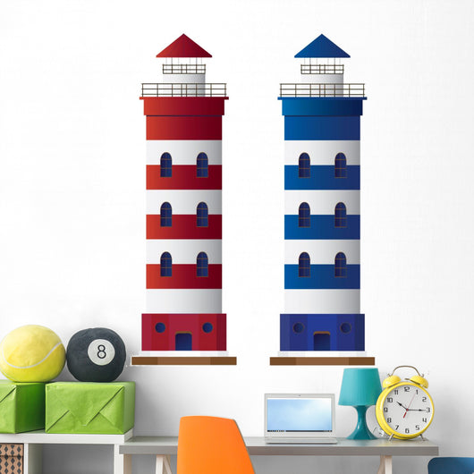 Vector lighthouse isolated on white background. Wall Mural