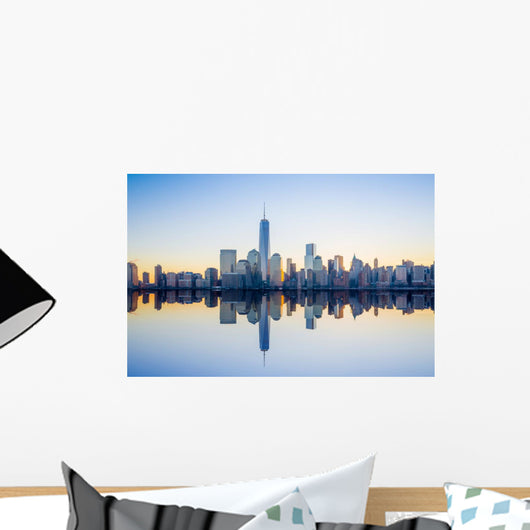 Manhattan Skyline with the One World Trade Center building at tw