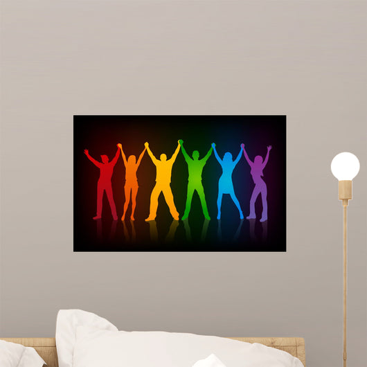 colorful silhouettes of people supporing LGBT rights Wall Mural