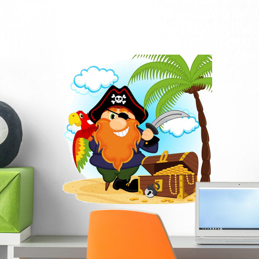 Pirate With a Parrot - Vector Illustration
