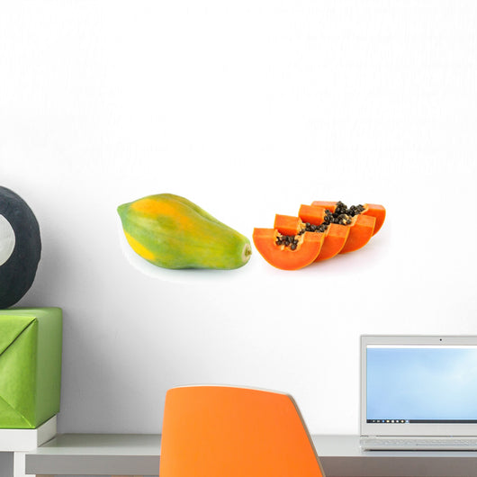 papaya isolated on white background Wall Decal