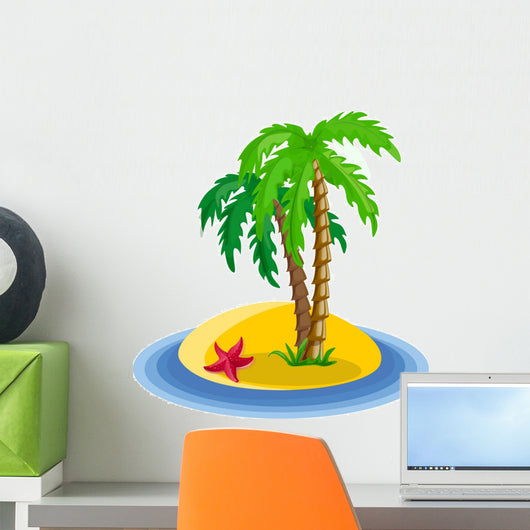 Simple Tropical Island with Palm Trees