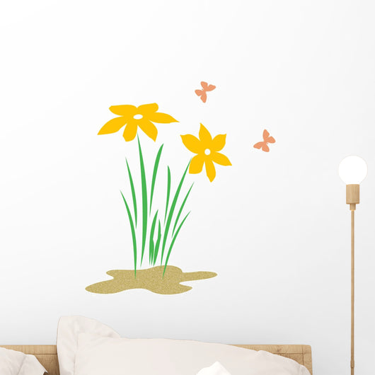 flowers and butterflies Wall Mural