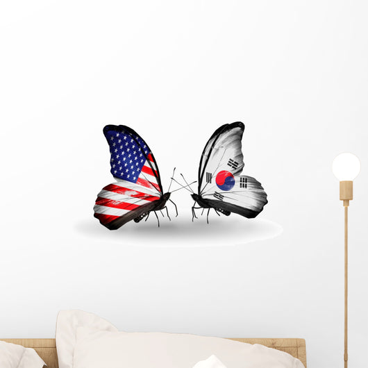 Two Butterflies With Flags